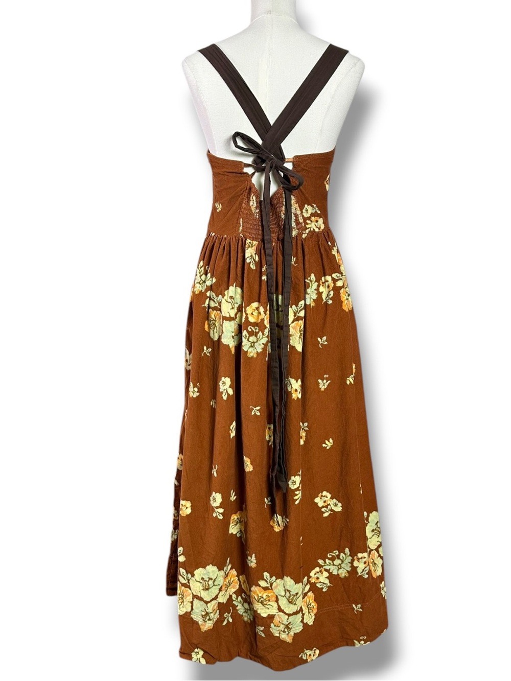 Free People Dainty Cottage Micro Corduroy Until Dawn Midi Dress Brown Large - Picture 12 of 17